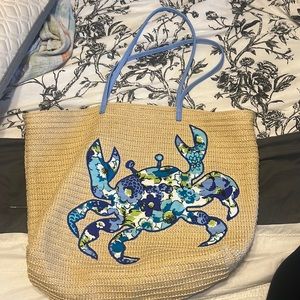 Vera Bradley straw beach tote